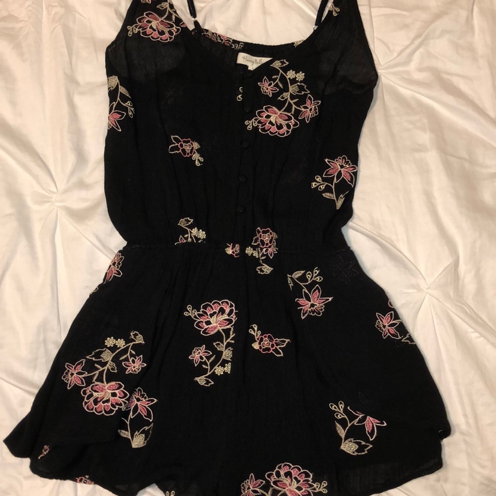 Black romper with floral